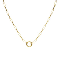 Classic Paper Chain Necklace with Connector - Yellow Gold